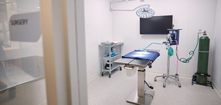 A view of the surgical procedure area of the clinic